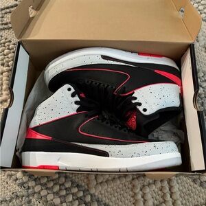 Jordan Air Retro Sneakers in Black, White, and Red Comes with original box !